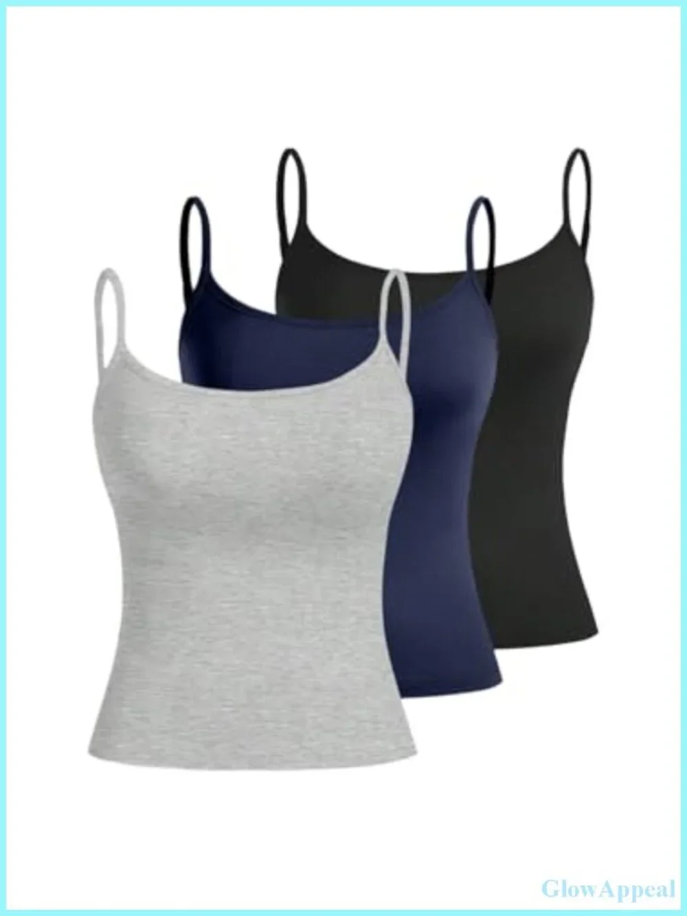 3-Pack Sleeveless Crop Camisole Tank Tops Spaghetti Strap Slim Fit